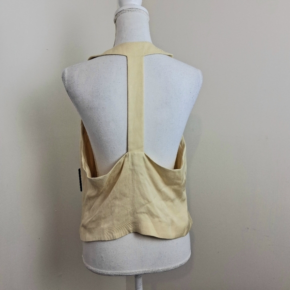 Express Butter Yellow Button-Up Vest Size Large NWT - Picture 4 of 7